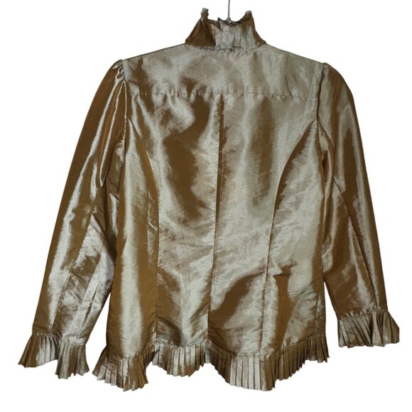 Victor Costa Occasion Gold Ruffle Belted‎ Jacket XS NWT QVC Glam Holiday Classic - Picture 2 of 9